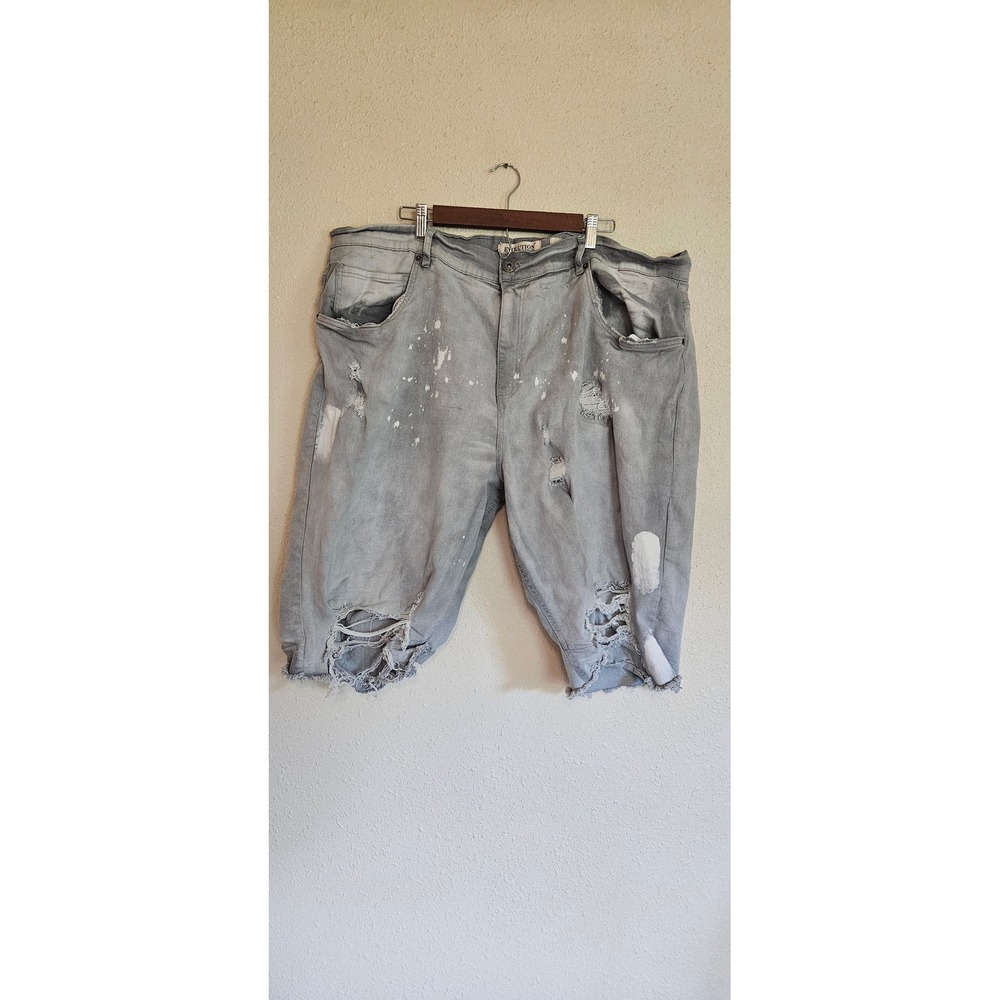 Evolution In Design Mens Distressed Paint Splatter Denim Jean cut offs Sz 46